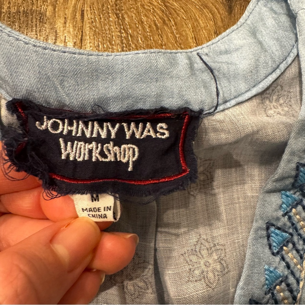 Johnny Was Workshop Blue High Low Dress Bandana Asymmetrical size medium - Picture 9 of 14